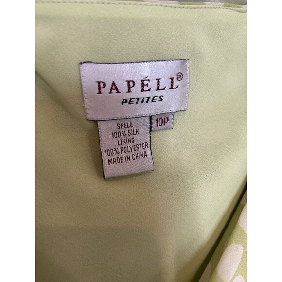 90s Vintage 100% Silk Polka Dot Dress Pastel Green Sheer Papell Boutique Petite - Picture 6 of 16